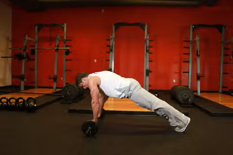 Demonstrasi gerakan Barbell Ab Rollout.